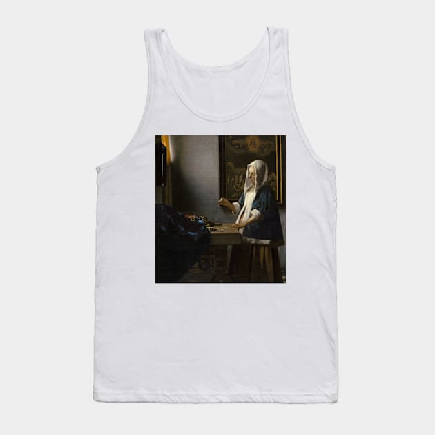 Woman Holding a Balance by Jan Vermeer Tank Top by Classic Art Stall